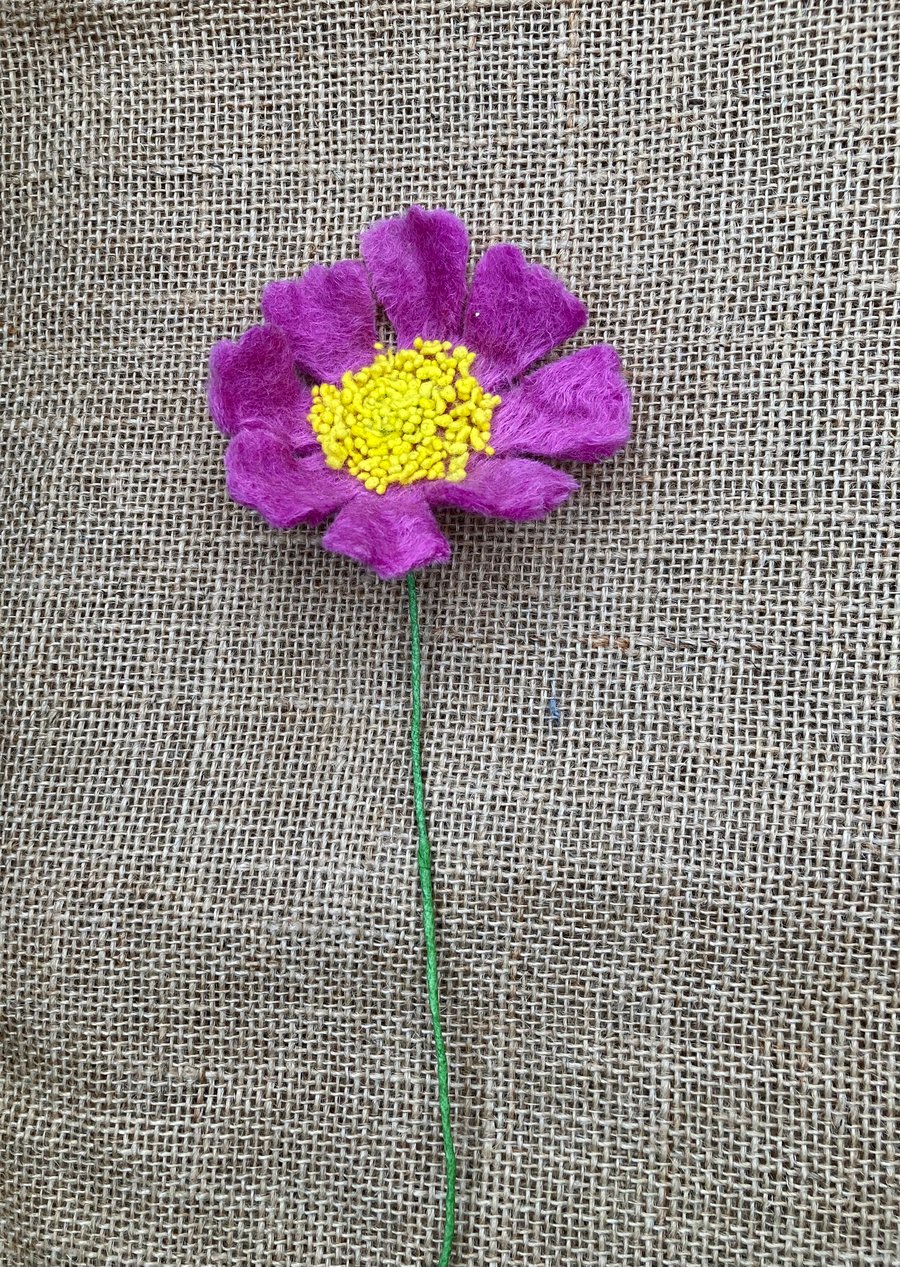Felted pink flower.