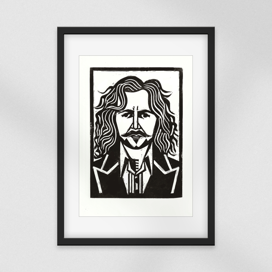 Hand Carved Sirius Black Inspired Linocut Print – Limited Edition