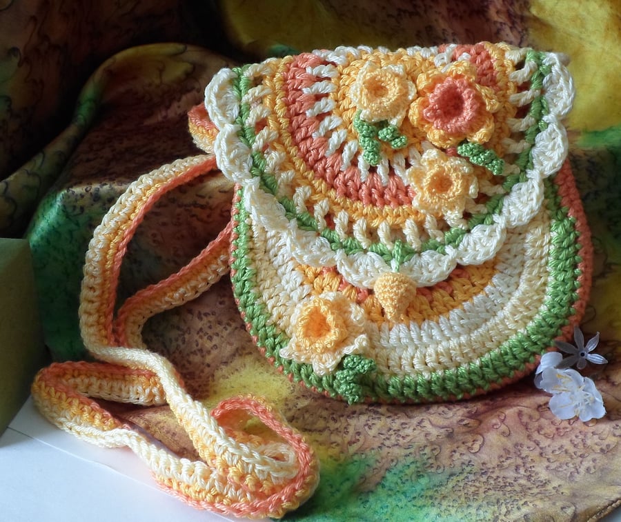 Crochet Spring Flower bag  Spring Gift  Woman's gift