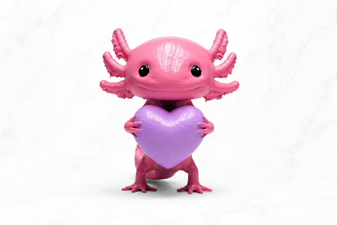 Handmade Axolotl Holding Heart Sculpture