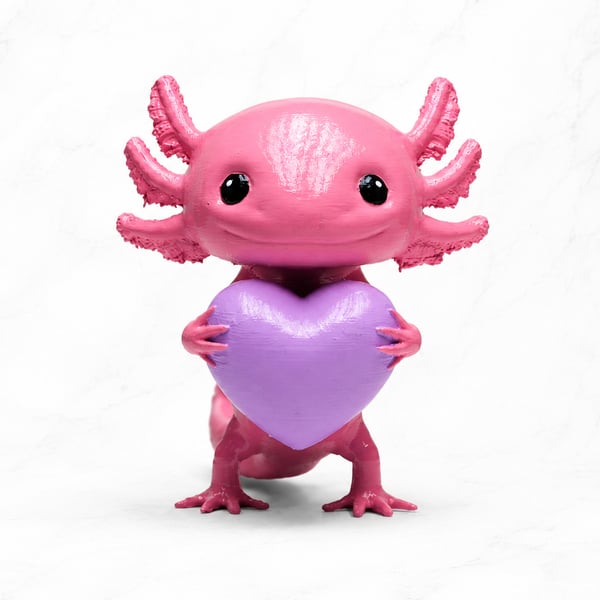 Handmade Axolotl Holding Heart Sculpture