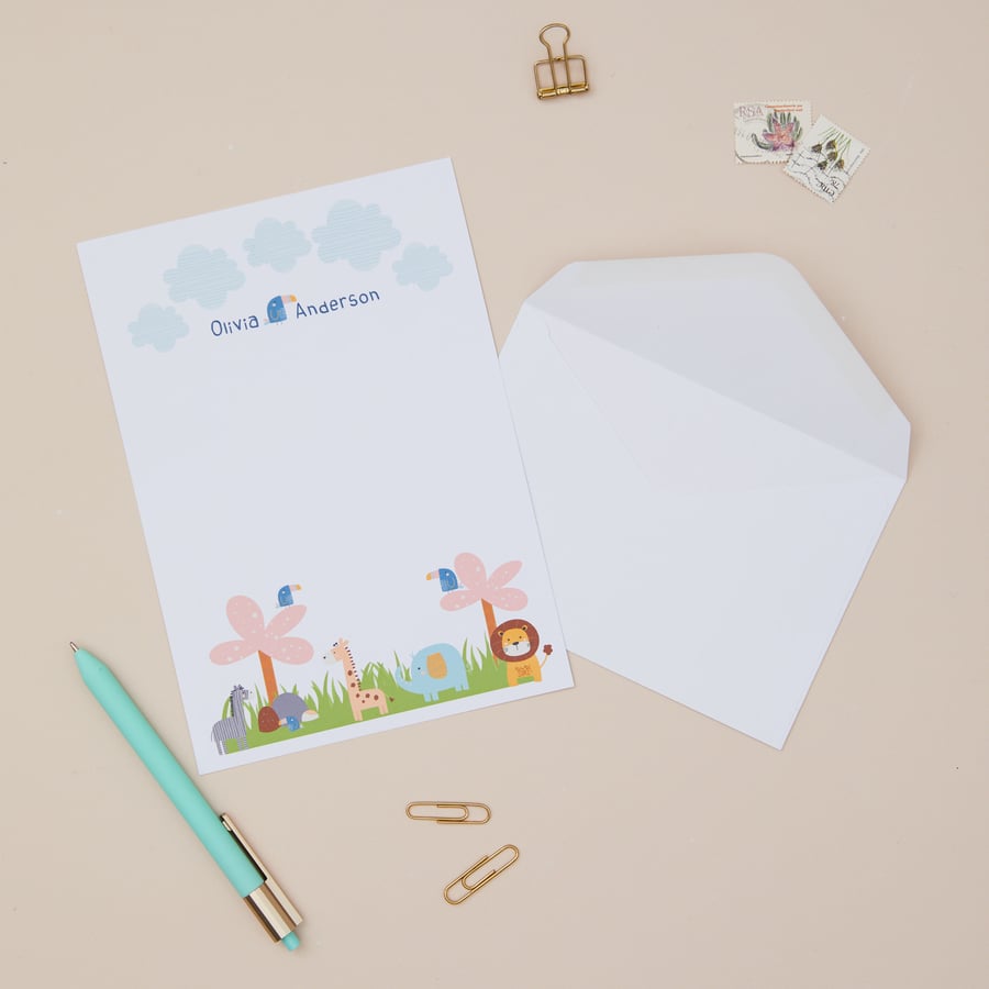 Letter Writing - Kids Writing Paper, Children's Animal Inspired Writing Set 