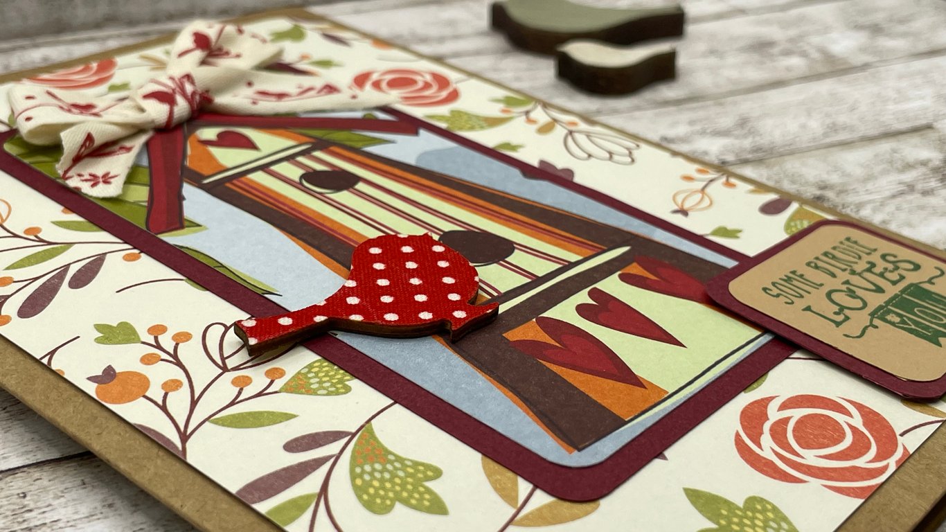 birdhouse handmade card with wooden bird and cute details