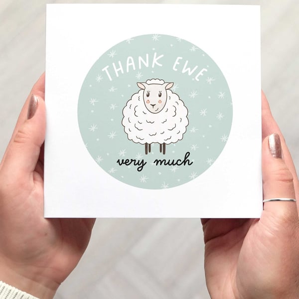 THANK EWE CARD, cute pun thank you card