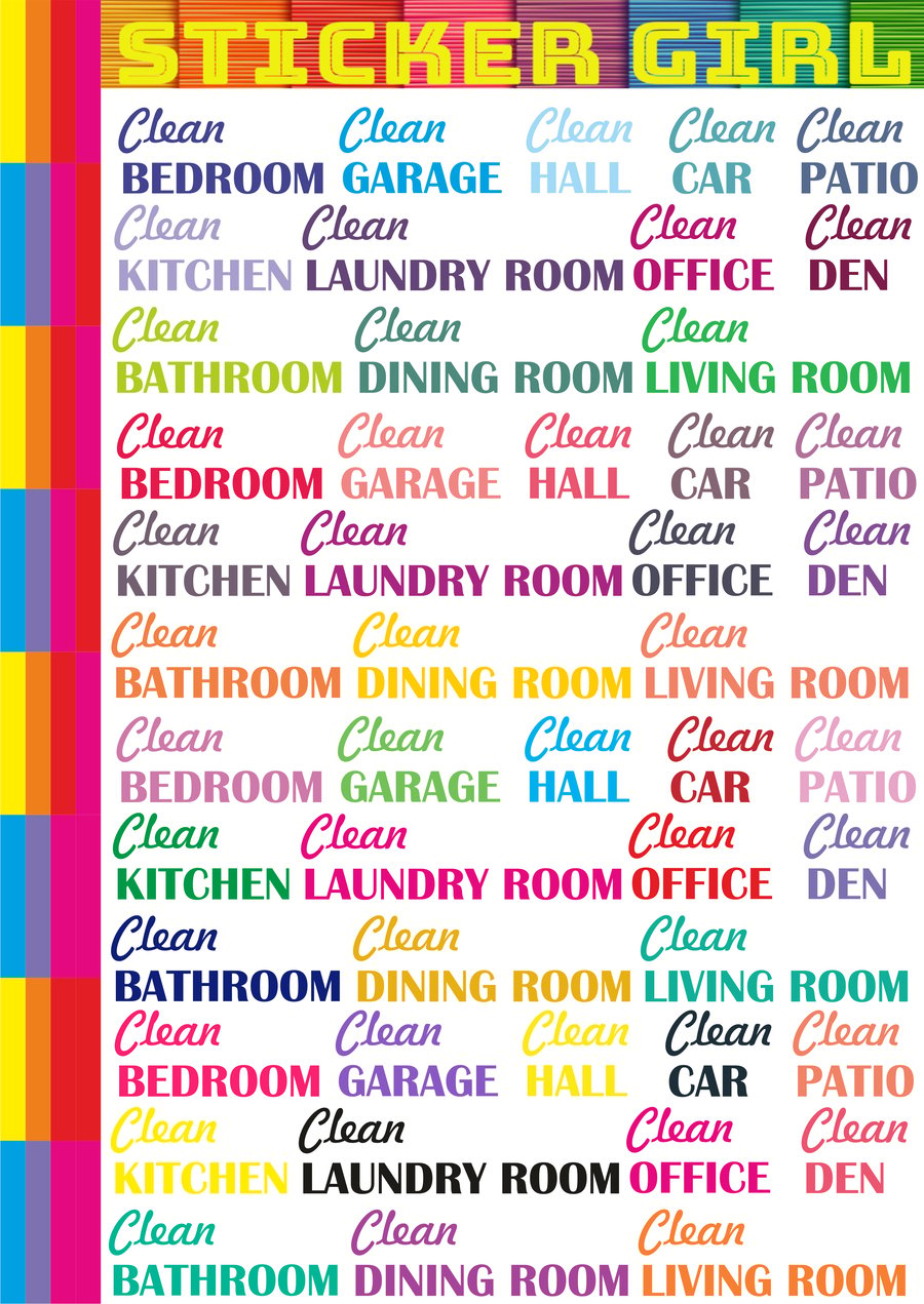 Cleaning Chores Routine Stickers Planner A4 Sheet of 48 stickers