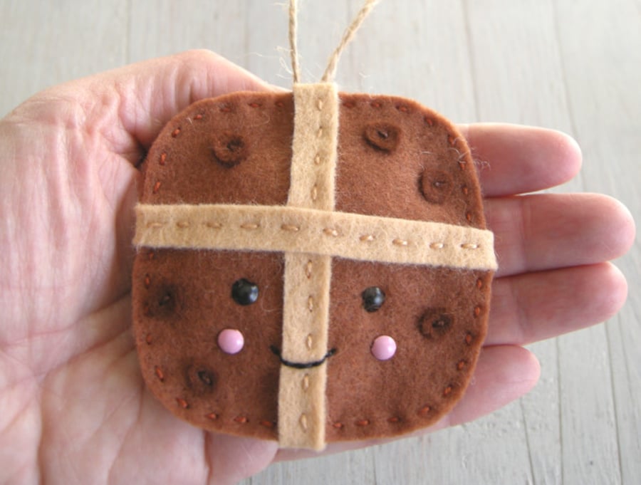 Handmade easter decoration cute hot cross bun