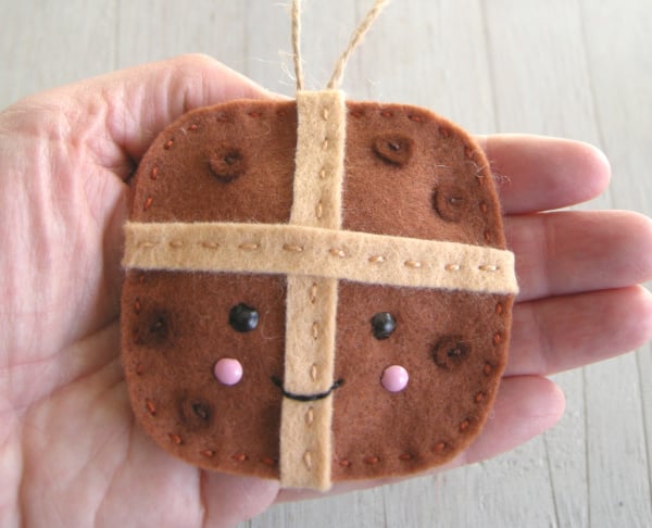 Handmade easter decoration cute hot cross bun