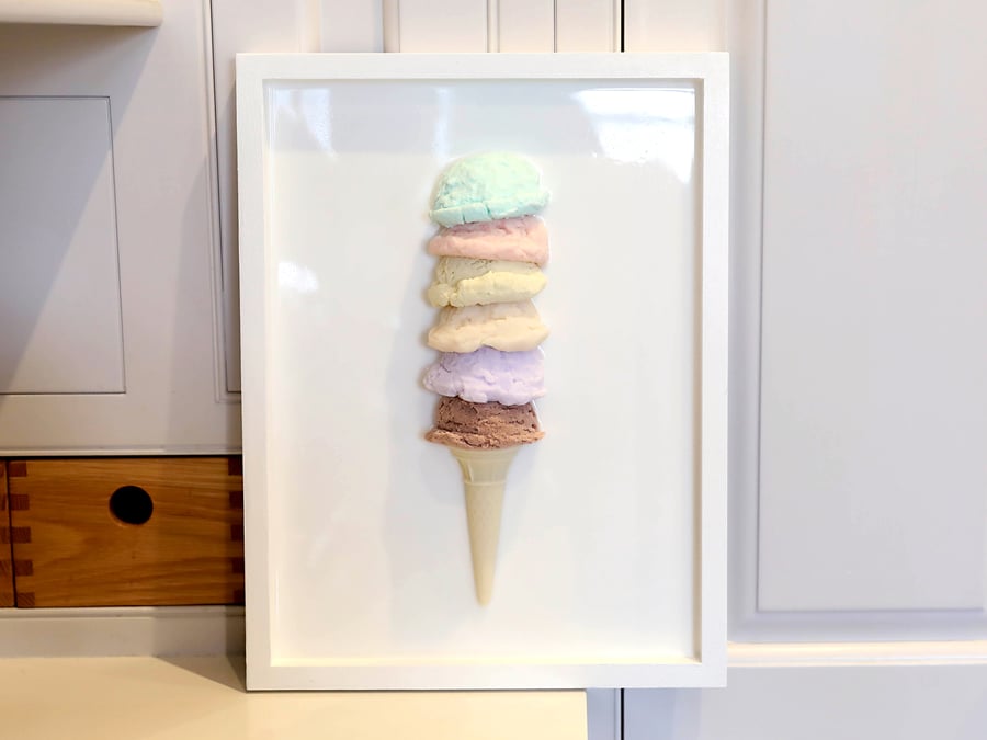 6 Tier Resin Ice Cream Wall Art, Pastel Multicolored Pop Art for Playful Home De