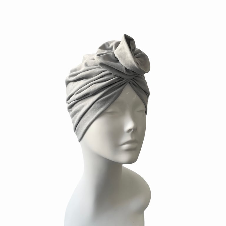 Grey Cotton Rosette Turban, Alopecia Chemo Hair Loss Turban Fashion Turban Women