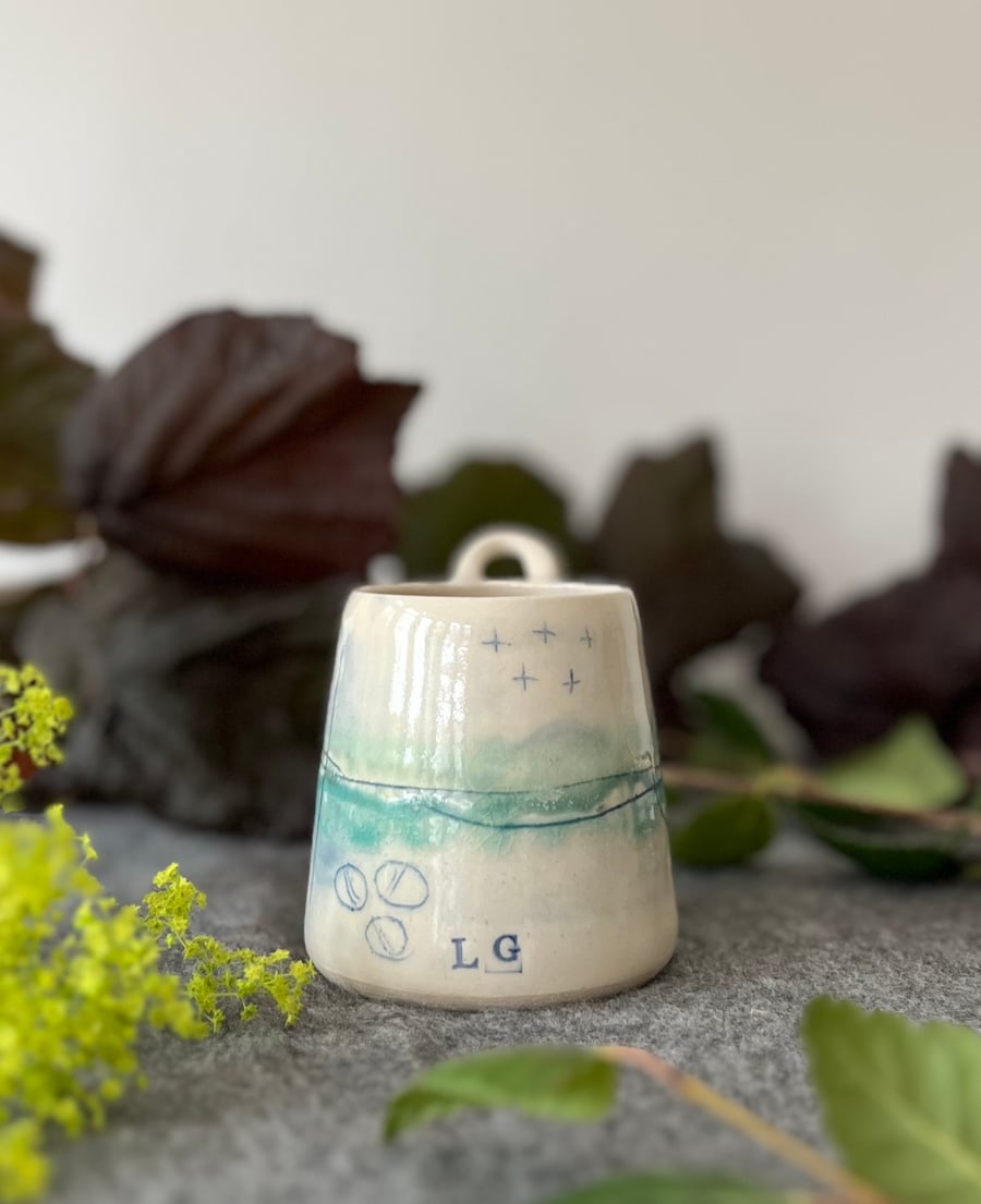 M - Ceramic Handmade Sugar Bowl - Seascape - Secret Studio Sale (72) 