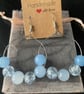 Silver and Blue Hoop Earrings 