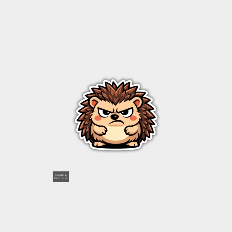 Funny Novelty Vinyl Sticker - Grumpy Hedgehog  