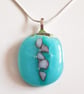 Turquoise Fused Glass Pendant - Lilac Abstract Glass Necklace