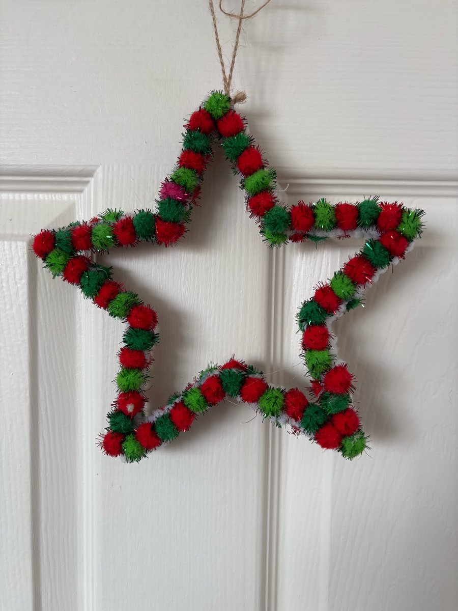 Christmas glitter Pom Pom star. 