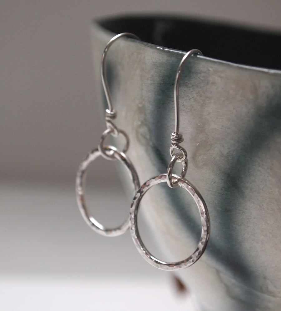 Silver Hoop Earrings, dangle hoop earrings, holiday jewellery