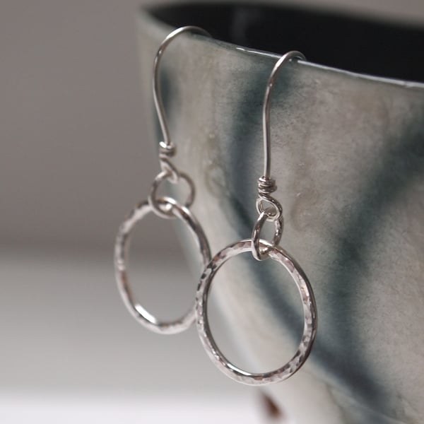 Silver Hoop Earrings, dangle hoop earrings, holiday jewellery