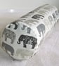 Bolster Cushion Cover 16"x6" Round Cylinder Roll Pillow Elephants Grey - Image 1