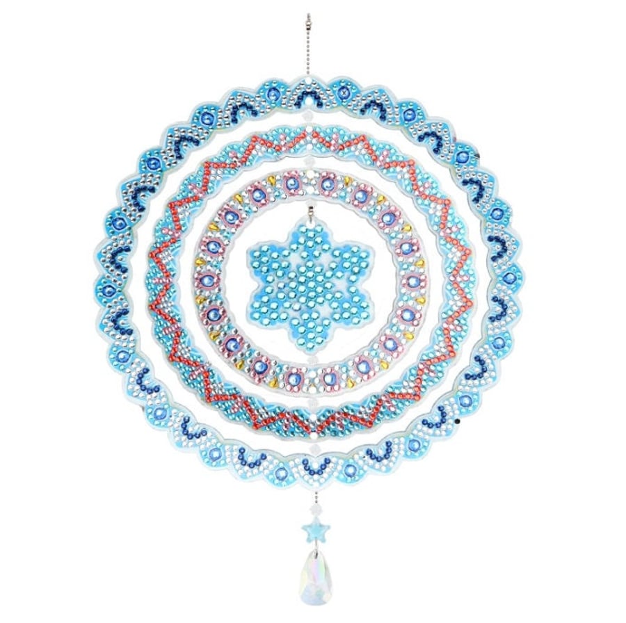 5D DIY Snowflake Hanging Sun Catcher Windchime Diamond Painting Kit Crystal