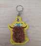 Highland cow keychain, machine embroidered keyring
