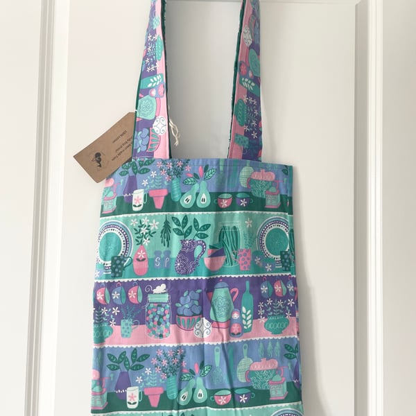 Handmade Upcycled Retro Shelf Lindy Bop Dress Tote Bag