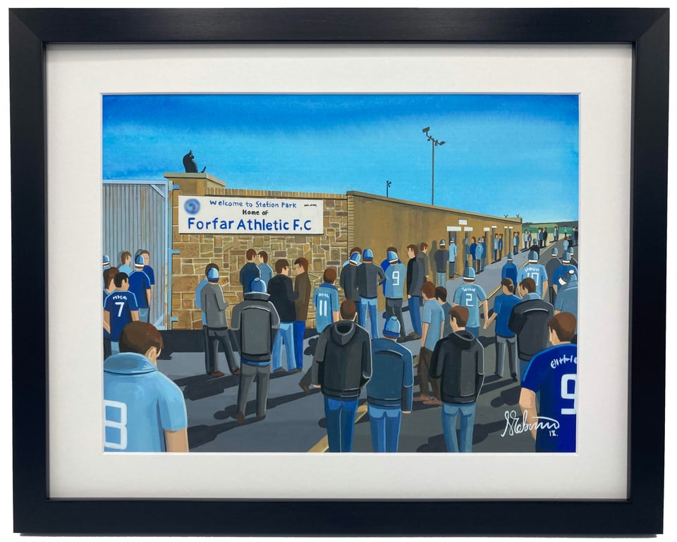 Forfar Athletic F.C, Station Park Stadium. High Quality Framed Football Print.