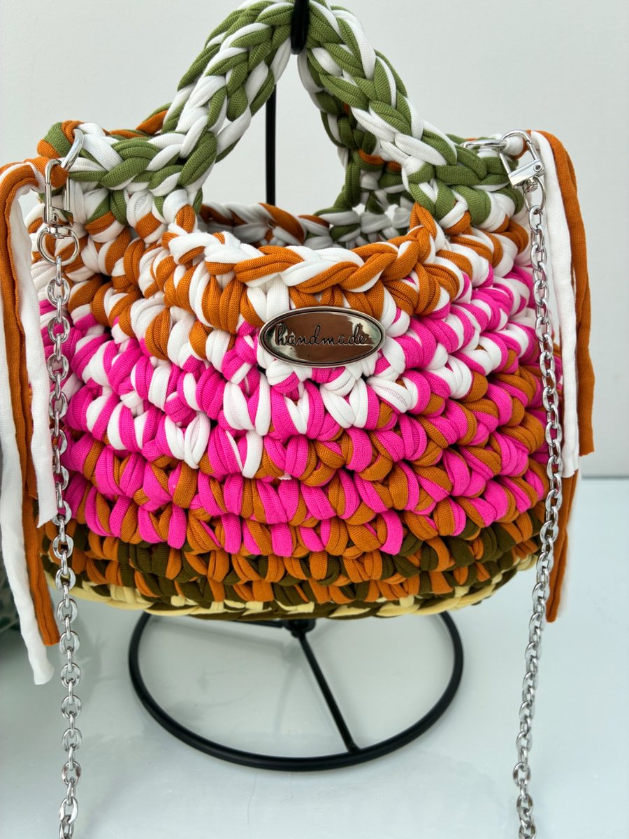 Tote rainbow small crochet handbag 