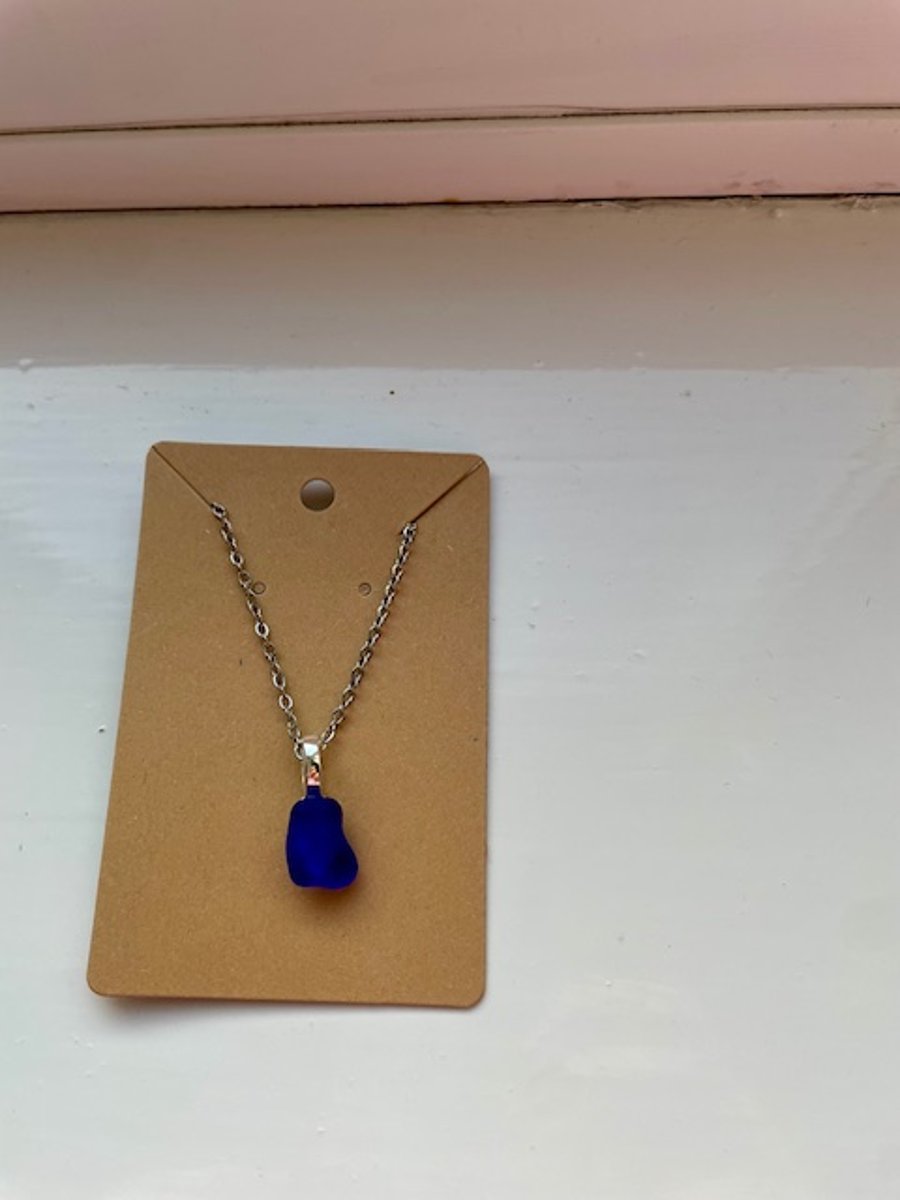 Lake Michigan Cobalt Blue Sea Glass Necklace