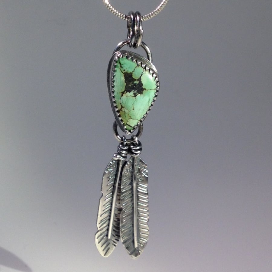 American Turquoise Feather pendant 2