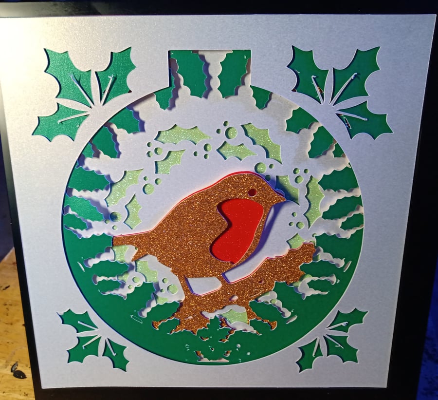 Festive Robin Light Box, Night Light, Christmas Lighting