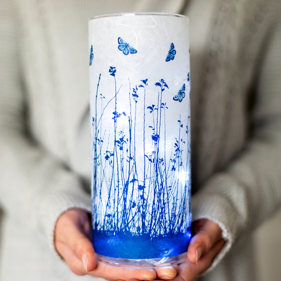 Butterfly Meadow Cyanotype Vase, Mothers Day gift