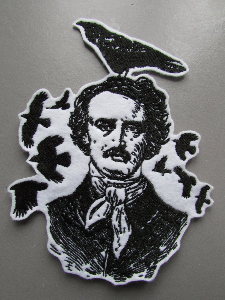 Edgar Allen Poe Embroidered Sew on Applique Patch