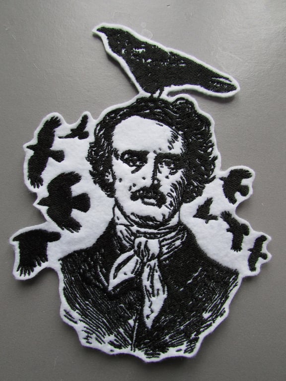 Edgar Allen Poe Embroidered Sew on Applique Patch