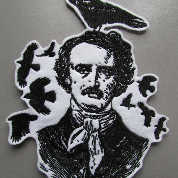 Edgar Allen Poe Embroidered Sew on Applique Patch