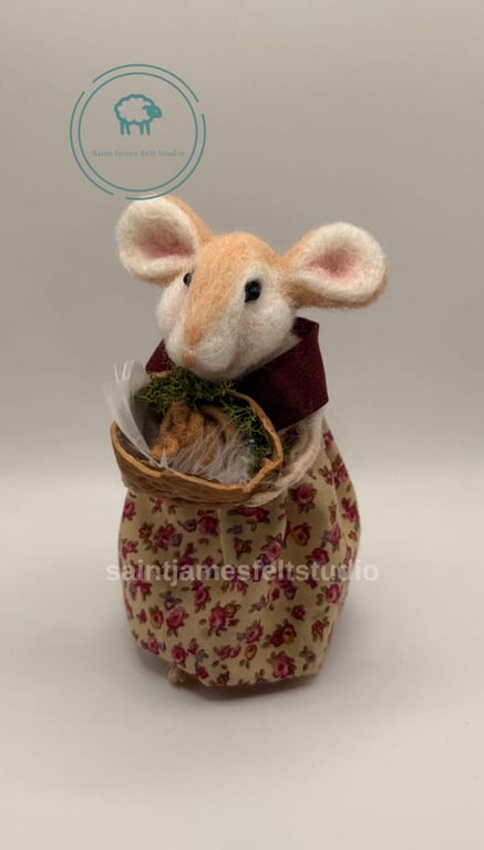 Needle Felted Mouse and Baby - Decoration