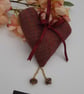Heart hanger,  free uk delivery,  red wine, gold beads.  - Image 4