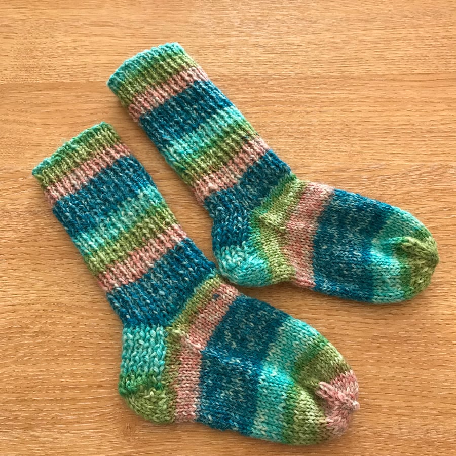 Baby Socks - handknitted - 0-6 months approx