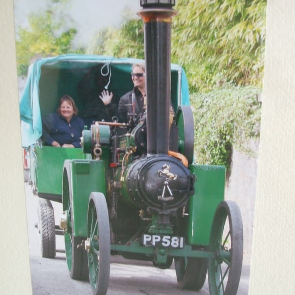 Photographic greetings card of steam traction engine "Bow Peep".