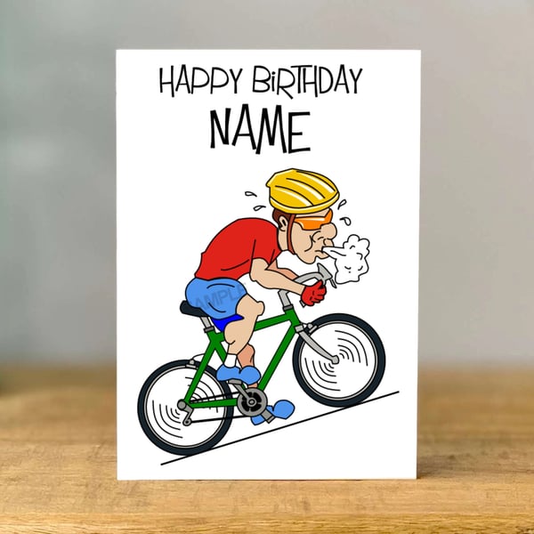 Personalised Cyclist Birthday Card, dad, brother, son, grandad, Greeting Card