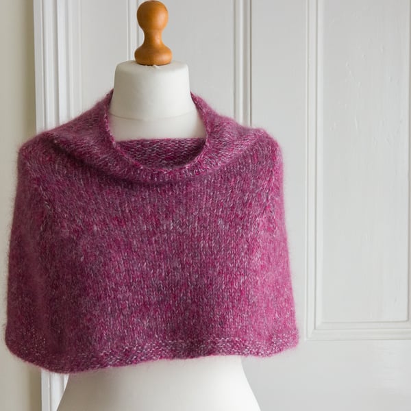 This capelet is 'The Hug' - super soft and warm mini cape or shoulder cosy