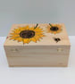 Sunflowers wooden memory box,  keepsake box, pyrography decorative storage  - Image 9