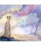 Whippet Galgo Art Print: Greyhound Dog, Dawn Landscape
