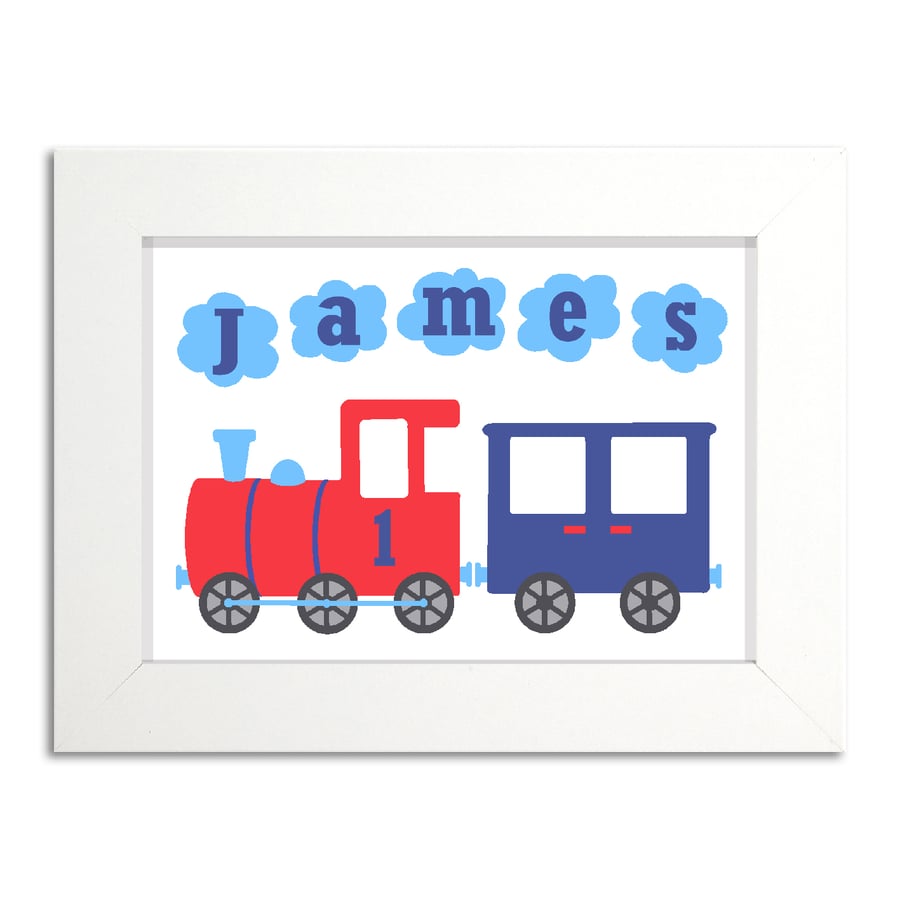 Boys Personalised Train Door Name Print.