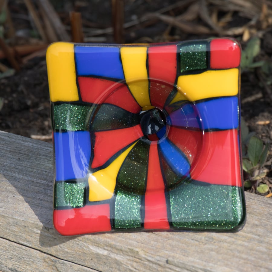 Glass Posy Vase - Mondrian Inspired - 9140