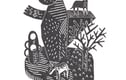Linocut donkeys