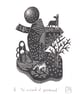 The Orchard Of Puzzlement A5 linocut print