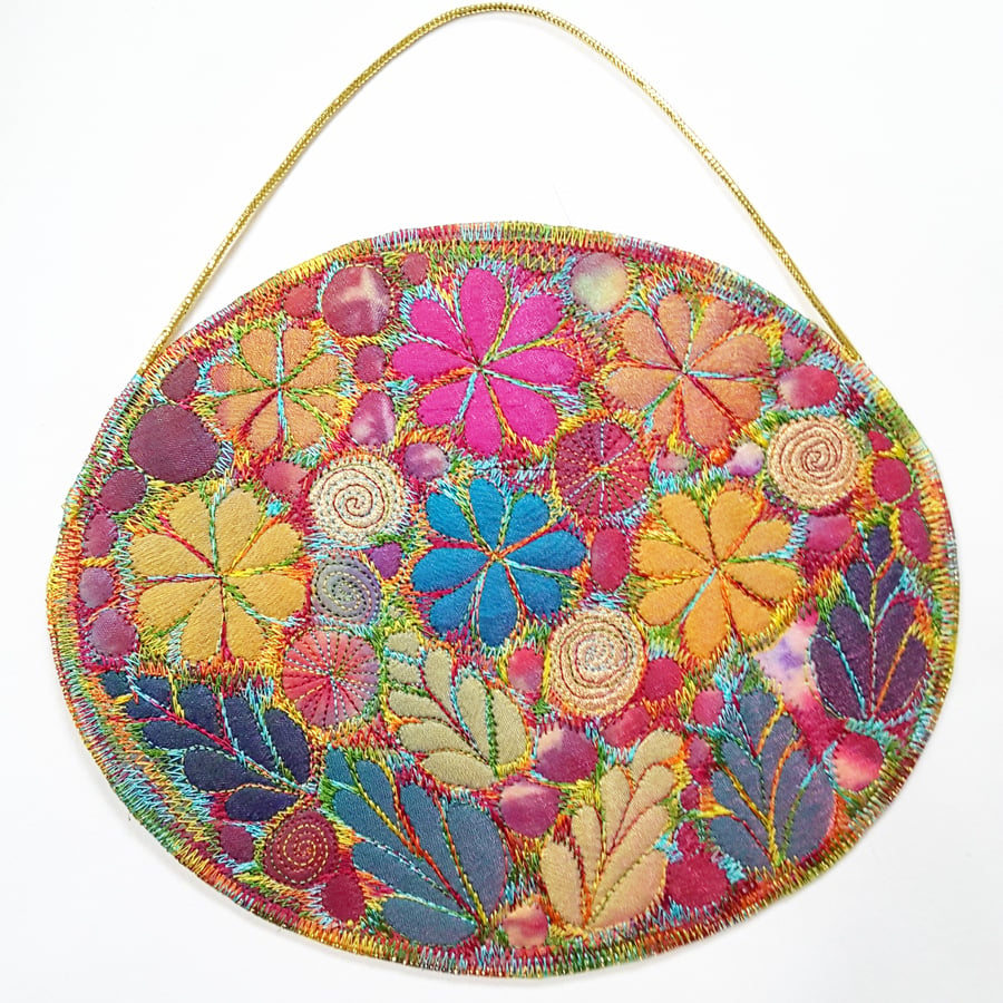 Embroidered Botanical Hanging Decoration 