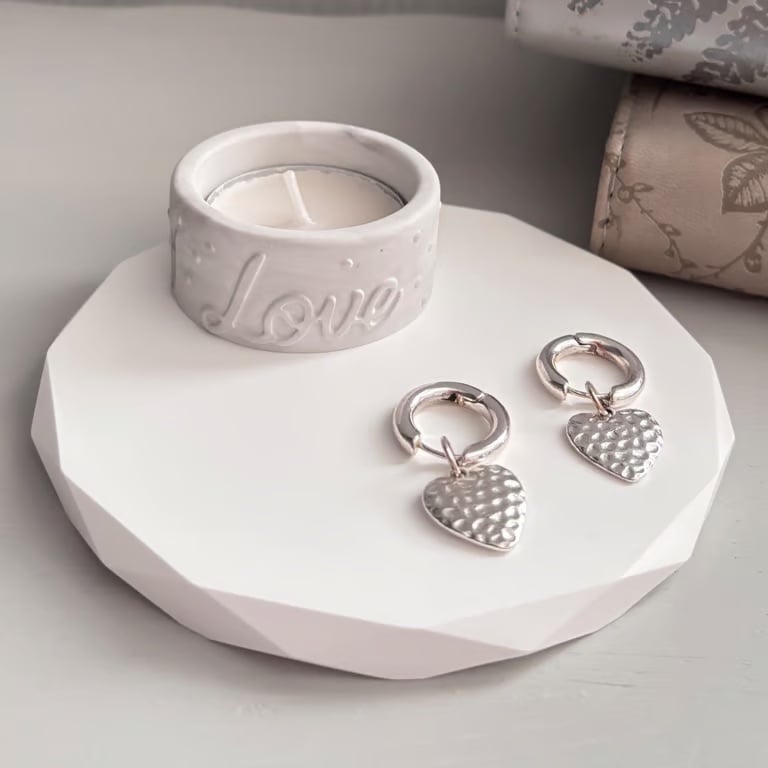Diamond Edge Tray Gift Set - Tea Light Holder & Heart Oil Diffuser Choice