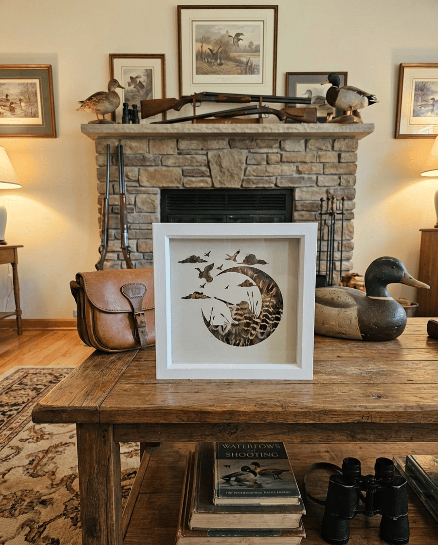 Pheasant feather box frame 9x9 countryside shooting Gift 