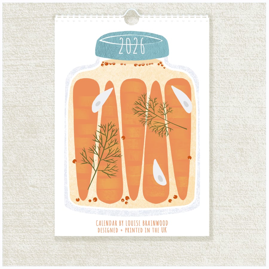 2026 Illustrated Pickles A5 Mini Wall Calendar