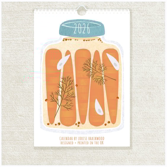 2026 Illustrated Pickles A5 Mini Wall Calendar